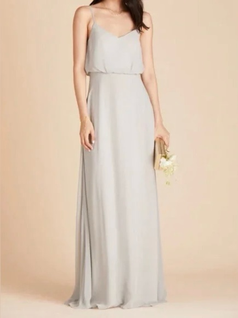Birdy Grey Gwennie Dress Chiffon Dove Gray Spaghetti-Strap Maxi Dress Bridesmaid